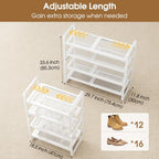 SAYZH Expandable Shoe Rack for Closet, Adjustable Metal Shoe Organizer with Sturdy Mesh Shelves for Boots & Heels, Stackable Shoe Storage for Entryway, Garage, Small Spaces (White, 4-Tier) - Image 3