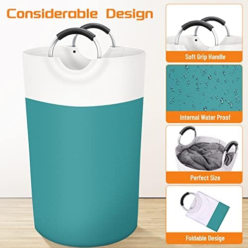 BlissTotes 90L Laundry Basket, Freestanding Collapsible Hamper, Green - Image 3