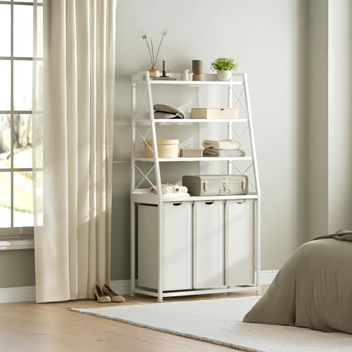 Herture 3 Section Laundry Hamper Laundry Basket with 4 Tiers Shelf - Image 5