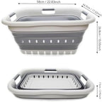 SAMMART 41L Collapsible 3 Handled Plastic Laundry Basket - Foldable Pop Up Storage Container/Organizer - Portable Basket - Space Saving Hamper/Basket (3 handled rectangular, Grey/Dark Grey) - Image 3