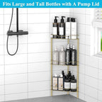 HuggieGems Metal Floor Standing Corner Shower Caddy, Gold, 3 Tier - Image 6
