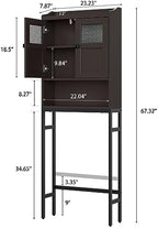 Over The Toilet Cabinet for Bathroom Storage, Over Toilet Storage Cabinet, Above Toilet Storage with 2 Doors and Adjustable Shelf Space Saver Cabinet Over Toilet Bathroom Organizer (Espresso) - Image 2