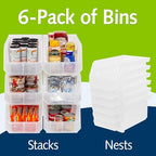 Akro-Mils ReadySpace Large Stackable Plastic Storage Bins, 6-Pack, Clear - Image 4