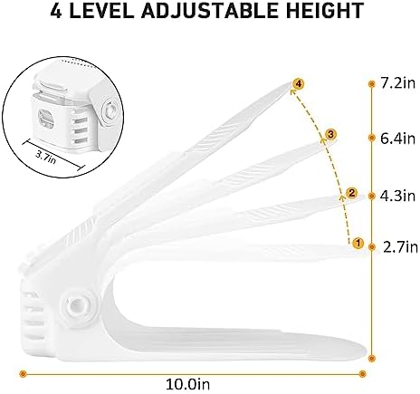 Shoe Slots Organizer 36 Pack - Shoe Organizer Space Saver 50%,Adjustable Thickening Shoe Stackers for a pair of Shoes,Shoe Storage Shoe Rack Holder for closet organization,organizador de zapatos,White | 4 Levels Adjustable shoe Organizer for Closet Org... - Image 3