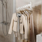 Wall Mount Coat Hanger Holder White Clothes Drying Organizer Rack Garment Hooks Aluminium Retractable Folding Indoor Wall Mounted Hanger Space Saver for Laundry Room Bedroom White 2 Pack with 8 Hooks - Image 6