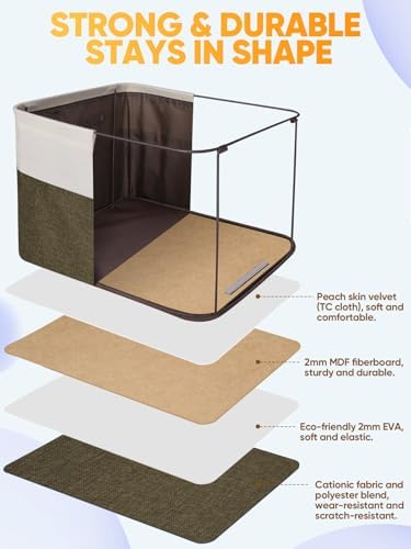 BALEINE 2 Pack Fabric Closet Storage Bins for Shelves, Linen Closet Organizers and Storage, Decorative Baskets for Organizing, Shelf, Clothes, Home, Office (Brown, 12"x8"x8") - Image 3