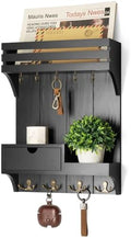 Rebee Vision Key Holder Wall Mount with 9 Key Hooks for Home Decor, Black by REBEEVISION