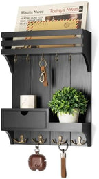 Rebee Vision Key Holder Wall Mount with 9 Key Hooks for Home Decor, Black by REBEEVISION
