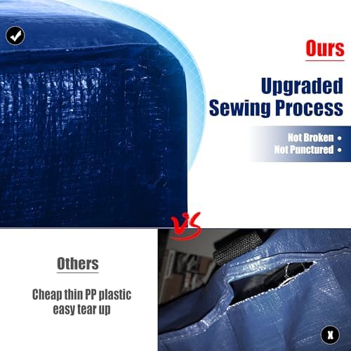 Cosy Family 8 Pack Heavy Duty Extra Large Moving Bags with Backpack Straps - Strong Handles & Zippers, Storage Totes For Space Saving, Fold Flat, Alternative to Moving Box (40 gal, Blue) - Image 3