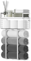 Towel Racks for Bathroom, Bathroom Shelf Over Toilet,Floating Shelves with Towel Rack Paper Holder Storage Basket,Floating Shelves for Wall Decor,Silver by XstydesDreamworks
