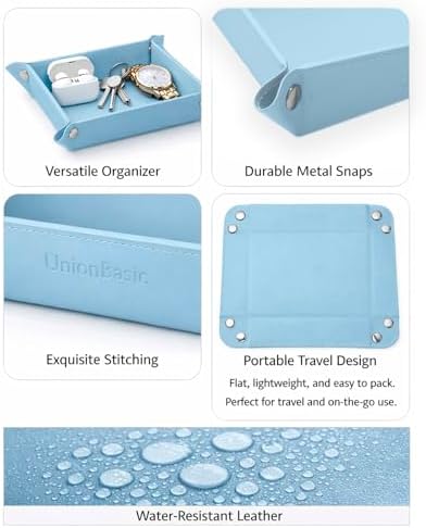 UnionBasic Small Valet Tray, Jewelry Tray for Rings Watches Earrings, Entryway Catchall Caddy for Coins Keys Change, Nightstand Bedside Valet Holder, Trays for Electronic Gadgets, Blue - Image 2