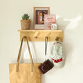 Small Entryway Shelf with Hooks, Wall Mounted Coat Rack with Shelf for Small Spaces, Wooden Floating Wall Organizer for Entryway, Mudroom, Nursery, Bathroom & Kitchen (Oak Finish) by XAOHOME
