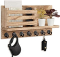 Lwenki Key Holder for Wall – Decorative Wooden Mail Holder and Key Shelf with Mounting Hardware, Installation Guide – Paulownia Wood with Metal Key Hooks (Wood, Extra Large - 15.6inch) by Lwenki