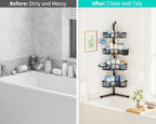HapiRm Corner Shower Caddy Stand - 4-Tier Adjustable Shower Shelves, Black - Image 6