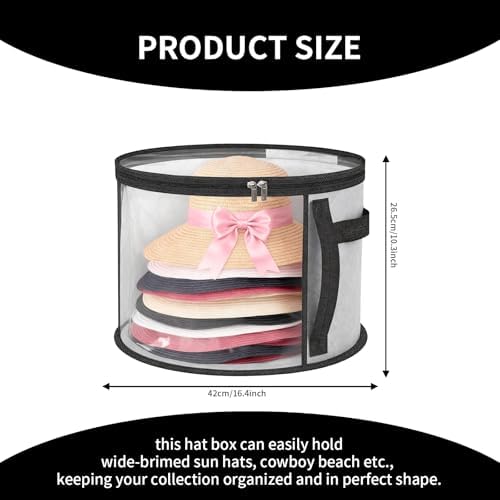 4-Piece Hat Storage Box, a Large-Capacity, Foldable, Transparent and Multi-Functional Organizer With Handle, Suitable for Storing Cowboy Hats, Top Woolen Hats Baseball Caps - Image 3