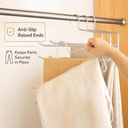 Pants Hangers for Closet, Open Ended 2 Tier Hanger with Space Saving Dual Layer Design, Non Slip PVC Coated Metal Construction, Closet Storage Solution for Pants, 10 Pack, Gray - Image 3