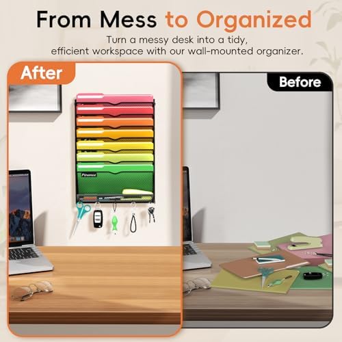 2Pack 8-Tier Wall File Organizer with Hook, Hanging File Organizer Black - Image 5
