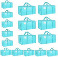 16 Pack-Extra Large Heavy Duty Moving Bags - Waterproof Storage Totes with Handles & Zippers, Foldable for College Dorm, Storage (lake blue) by Unknown