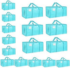 16 Pack-Extra Large Heavy Duty Moving Bags - Waterproof Storage Totes with Handles & Zippers, Foldable for College Dorm, Storage (lake blue) by Unknown