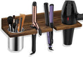 Hair Tool Organizer Wall Mounted - Wooden Dryer Holder, Blow Dryer Holder for Bathroom, Rustic Styling Tools Organizer for Flat Iron, Curling Wand, Hair Straighteners, Brushes, Brown by SeashpeaHome
