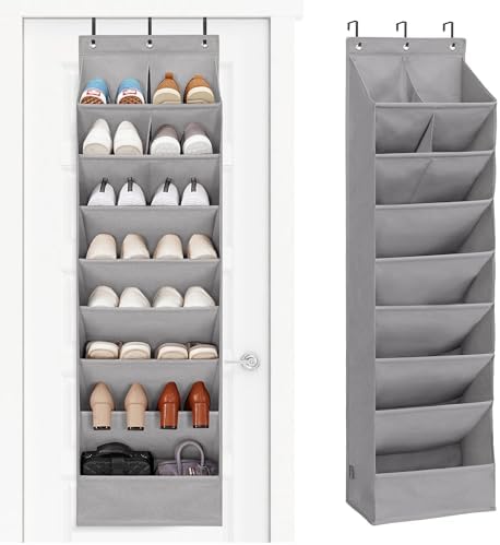 STORAGE MANIAC Over the Door Shoe Organizer Heavy-Duty Large Deep Pocket Hanging Shoe Organizer Shoe Rack Door Closet Shoe Organizer for Wall, Dorm & Narrow Door Storage Shoe Holder Grey, 1 Pack by STORAGEMANIAC
