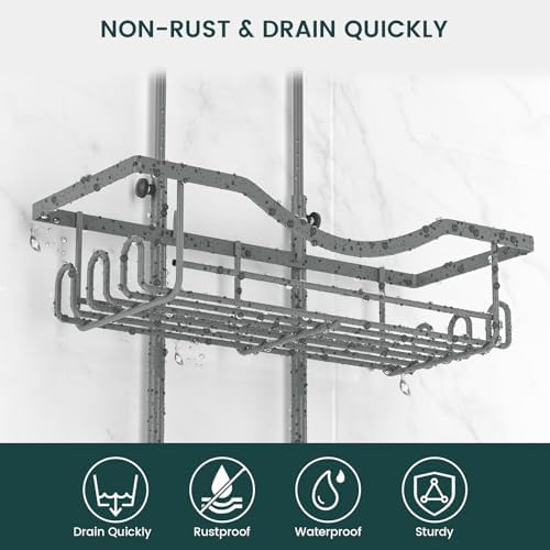 REINHARDT Adjustable Shower Caddy Hanging Rustproof Shower Organizer, Grey - Image 3