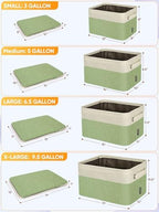 BALEINE 3 Pack Fabric Closet Storage Bins for Shelves, Linen Closet Organizers and Storage, Decorative Baskets for Organizing, Shelf, Clothes, Home, Office (Green, 12"x8"x8") - Image 2