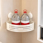 No-Drilling Corner Suction Cup Shower Caddy(1-Pack Cream White),Rust-Proof and Durable Bathroom Organizer with Towel Bar & Hooks,Modern Large-Capacity Wall-Mounted Shower Shelf - Image 6