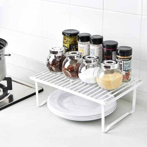 Amazon Basics Space-Saving Stackable Metal Kitchen Cabinet Organizer Shelves for Dishes, Pantry Organization, 12.5" L x 8" D x 4.5" H, Set of 2, White - Image 2