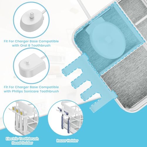 Toothbrush Holders Instant-Drying Organizer - Bathroom Countertop/Wall Mounted Electric Toothbrush Holder - Toothbrush Head Toothpaste Holder, Bathroom Counter Organizers and Storage, White - Image 4