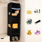 BrilliantJo 6 Shelves Hanging Closet Organizer, 2 Pack Hanging Storage with 4 Side Pockets for Clothes Shoes, 43.5"x12"x12"(Black) - Image 4