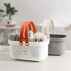 JiatuA Plastic Storage Basket with Handle Portable Shower Caddy Tote Organizer Basket Bin for Bathroom Kitchen Dorm Room Bedroom, White - Image 2