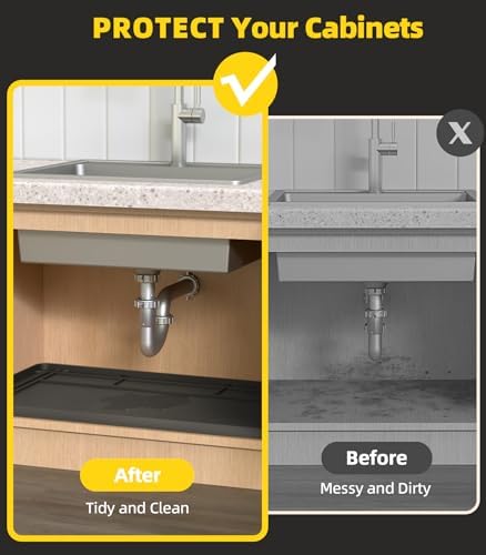 Under Sink Mats for Kitchen Waterproof 34"x22",Black - Image 5
