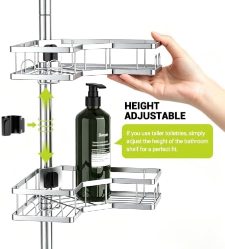 Standing Corner Shower Caddy - 4-Tier Rustproof Adjustable Shower Shelves - Image 6