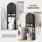 HMstone Over The Toilet Storage Cabinet, Arched Bathroom Organizer and Storage with Doors and Adjustable Shelf, Space-Saving Freestanding Bathroom Modern Storage Cabinet Over Toilet (Black) - Image 7