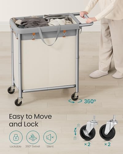 SONGMICS Laundry Basket with Wheels, 2-Section, 37.0 Gallons (140 L) - Image 6
