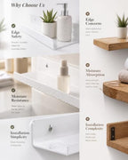 White Acrylic Bathroom Shelf Wall Mounted Floating Organizer with Front Lip - Image 6