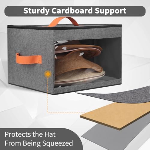 kushon Upgraded Hat Storage Box for Women & Men,Closet Hat Boxes Organizer Bag with Dustproof Lids,Cowboy Hat Box,Hat Carrier Case For Travel - Image 2