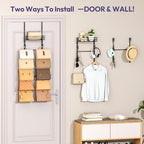 SWTYMIKI Over the Door Purse Organizer - Wall Mounted Handbag Organizer with 10 Hooks and Metal Basket, Hanging Purse Storage Rack Holds up to 10 Bags, Bag Rack Can Use As 1/2 Part, for Door, Closet - Image 5
