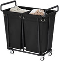 Gewudraw Heavy Duty Laundry Hamper with Wheels 2 Section, 360L, Black by Gewudraw