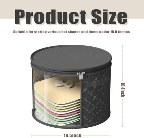 Hat Boxes For Women Storage - This Oversized Clear Hat Storage Bag can hold 9 hats,suitable for cowboy hats,suitable for travel and daily hat organizer for closet.(Pure Black and Pure Gray) - Image 3