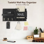 Lwenki Mail Organizer for Wall Mount – Key Holder with Shelf Includes Letter Holder and Hooks for Hallway Farmhouse Decor – Rustic Wood with Flush Mounting Hardware (16.5” x 9.1” x 3.4”) (Black) - Image 5