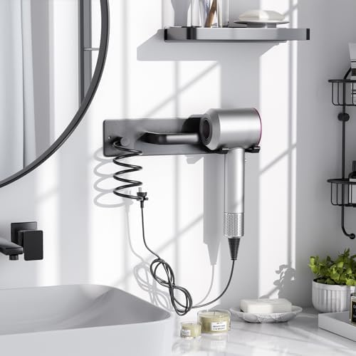 Tindbea Hair Dryer Holder Wall Mount Aluminum Alloy Hot Tools Organizer - Image 2
