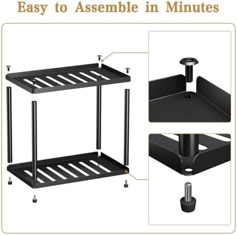2 Tier Bathroom Counter Organizer, Rectangular Vanity Organizer Shelf, Skincare and Makeup Countertop Storage Rack for Kitchen, Bathroom, Bedroom, Black - Image 5