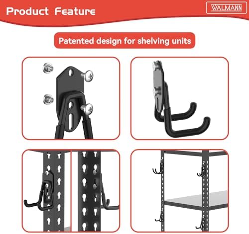 WALMANN Garage Storage Hooks, Wall Mount Utility Hooks for Tools, Black - Image 4