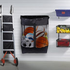 Slatwall Baskets,Hanging Slatwall Accessories with Take and Go Design,(26 * 18 * 11'') Large Mesh Slatwall Organizer with Easy Access Zipper Adjustable Shoulder Strap for Home Sport Garage Storage - Image 6