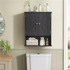 TEENFON Bathroom Wall Cabinet Over the Toilet Storage Cabinet with Barn Doors and Adjustable Shelves Bathroom Cabinet Over Toilet for Bathroom, Kitchen, Laundry Room,Black - Image 4