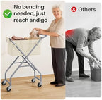 No-Bend Laundry Cart- Rolling Hamper with Locking Wheels & Handle, Foldable Basket Screw-Free Assembly, Durable Metal Frame & Removable Liner Bag for Bedroom & Bathroom (Beige) - Image 2