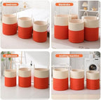 Woven Laundry Hamper Tall Rope Storage Basket for Blanket oys Dirty Clothes in Living Room Bathroom Bedroom (White&Orange, 60L/15.8Gal) - Image 4
