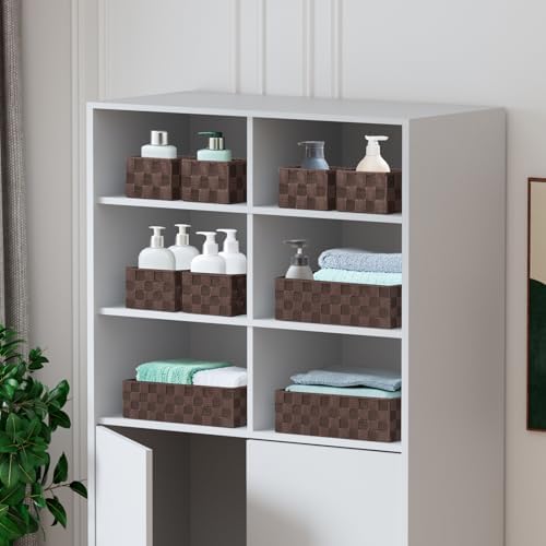 Posprica Woven Baskets, Storage Baskets for Organizing (Set of 8), Cube Baskets Bin Container Matching Storage Boxes Organizers for Pantry, Office, Shelves, Media-room - Image 4